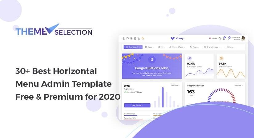 horizontal menu admin template free